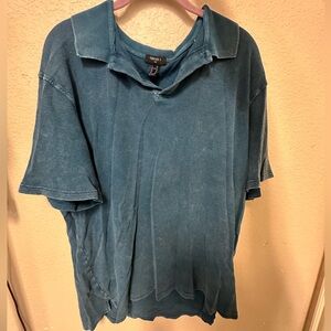 Half button blue texture Shirt